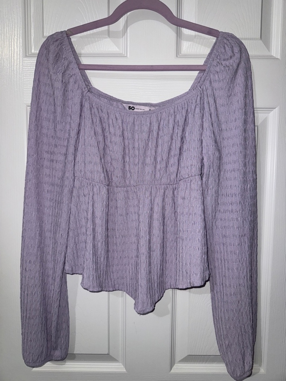 SO Lavender Peasant Long Sleeve Top